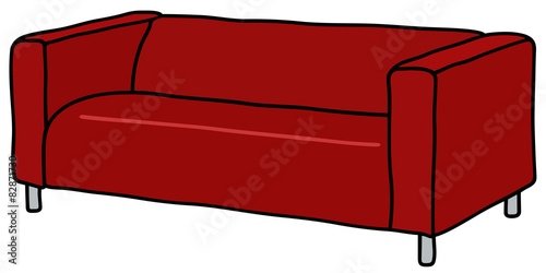 Hand drawing of a red sofa