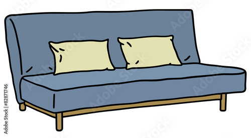 Hand drawing of a blue simple sofa