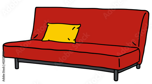Hand drawing of a red simple sofa