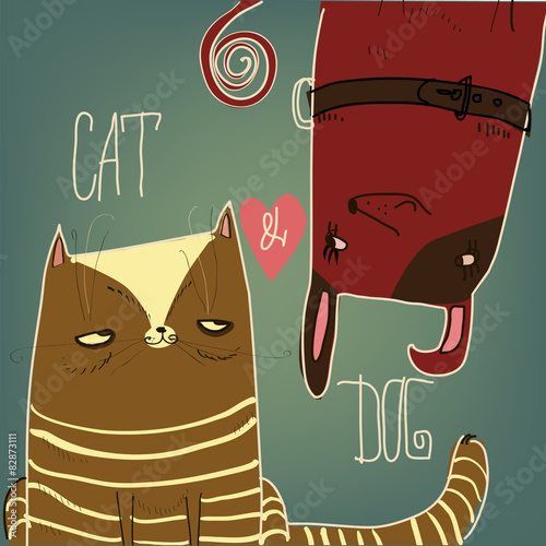 cat and dog.