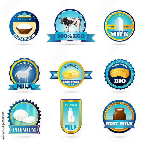 Eco farm milk dairy products labels 