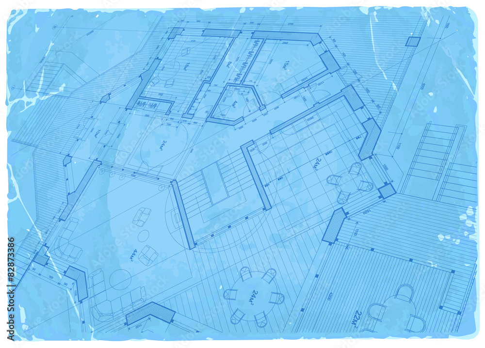 architecture blueprint - house plan / vector illustration