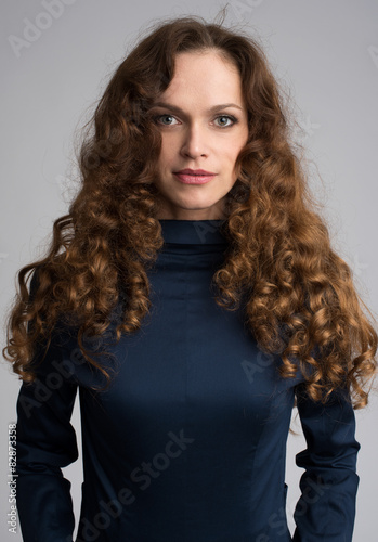 beautiful woman with long curly hair
