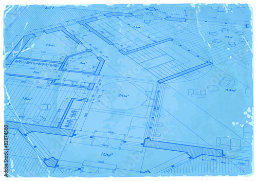 architecture blueprint - house plan / vector illustration