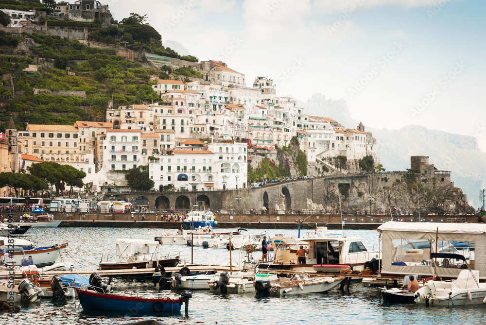 Amalfi coast and harbor Italy