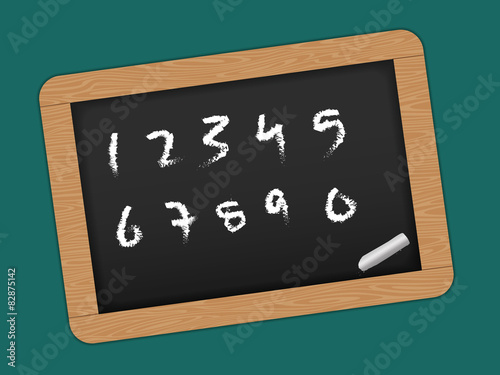 Chalkboard with wooden frame.