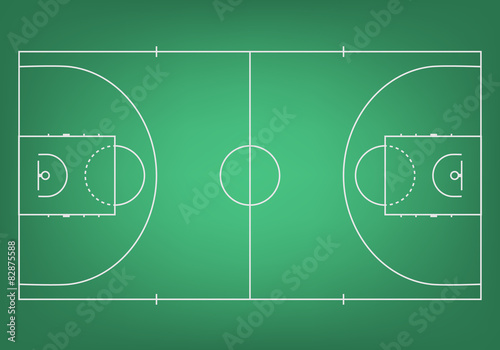 Green basketball court - top view.