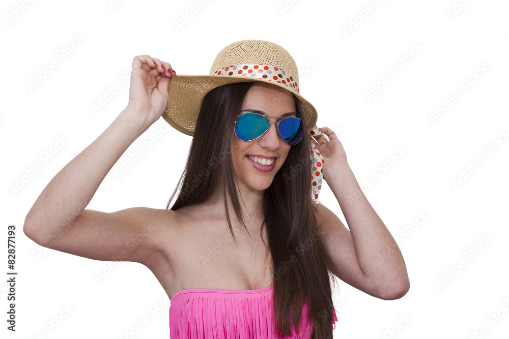 bikini girl, pamela and sunglasses isolated bikini girl, pamela and sunglasses isolated