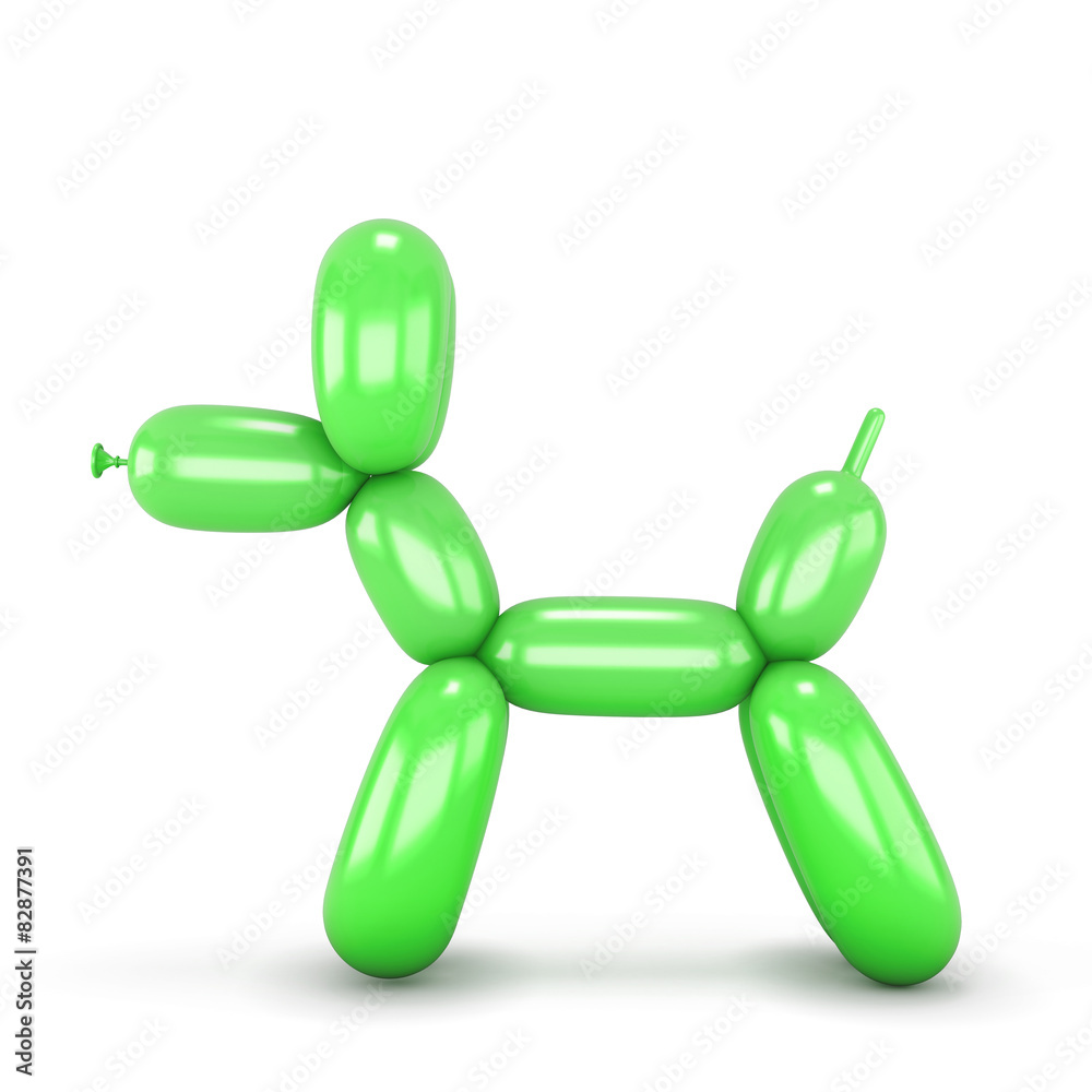 Green dog balloon isolated on white Green dog balloon isolated on white