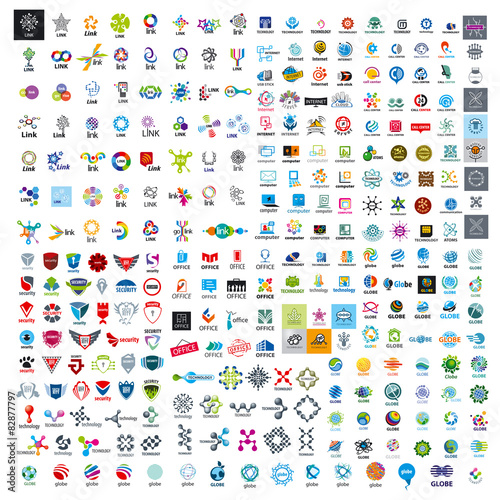 large set of vector logos technology