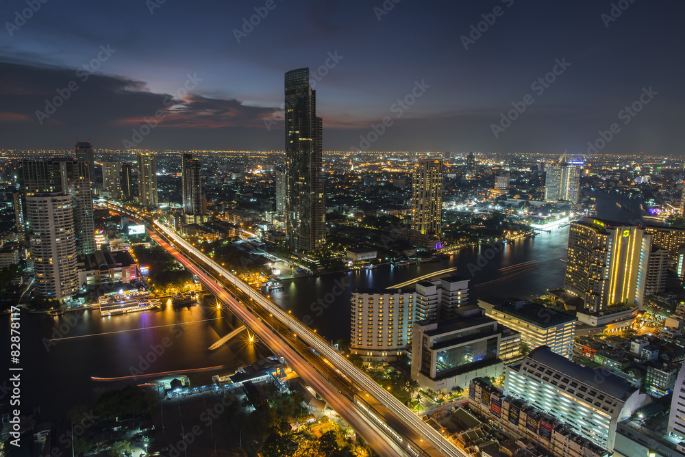 Bangkok City April 5 : Top view city on April 5, 2015 in Bangkok
