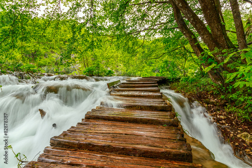 Wooden path in National Park in Plitvice