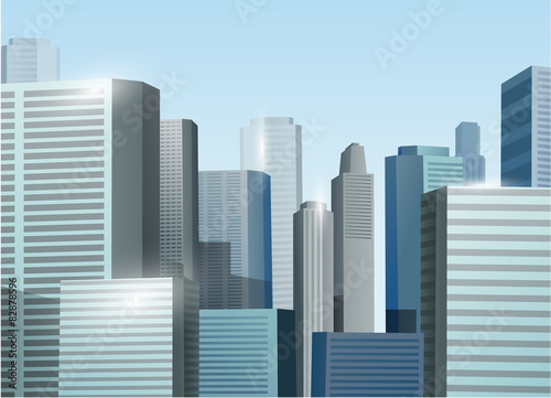 Sunrise cityscape vector stock illustration