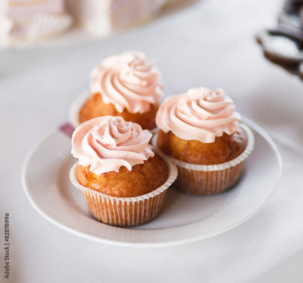 Cupcakes closeup at the banquet table Cupcakes closeup at the banquet table