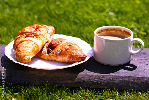Coffee and croissant breakfast
