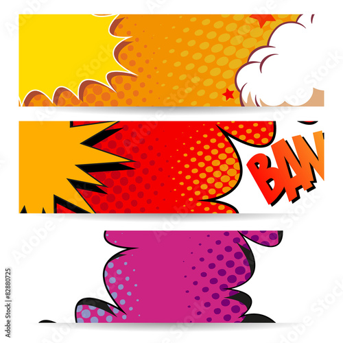 Set of comics boom backgrounds, vector illustration
