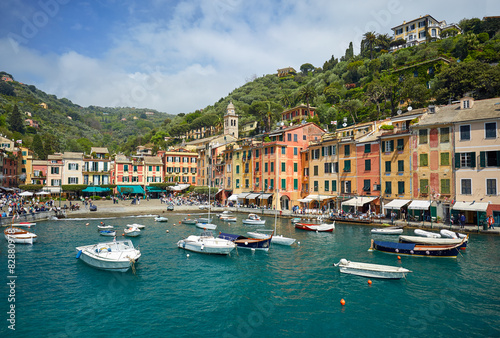 Colorful harbor of Portofino village. View from harbour © dpVUE .images