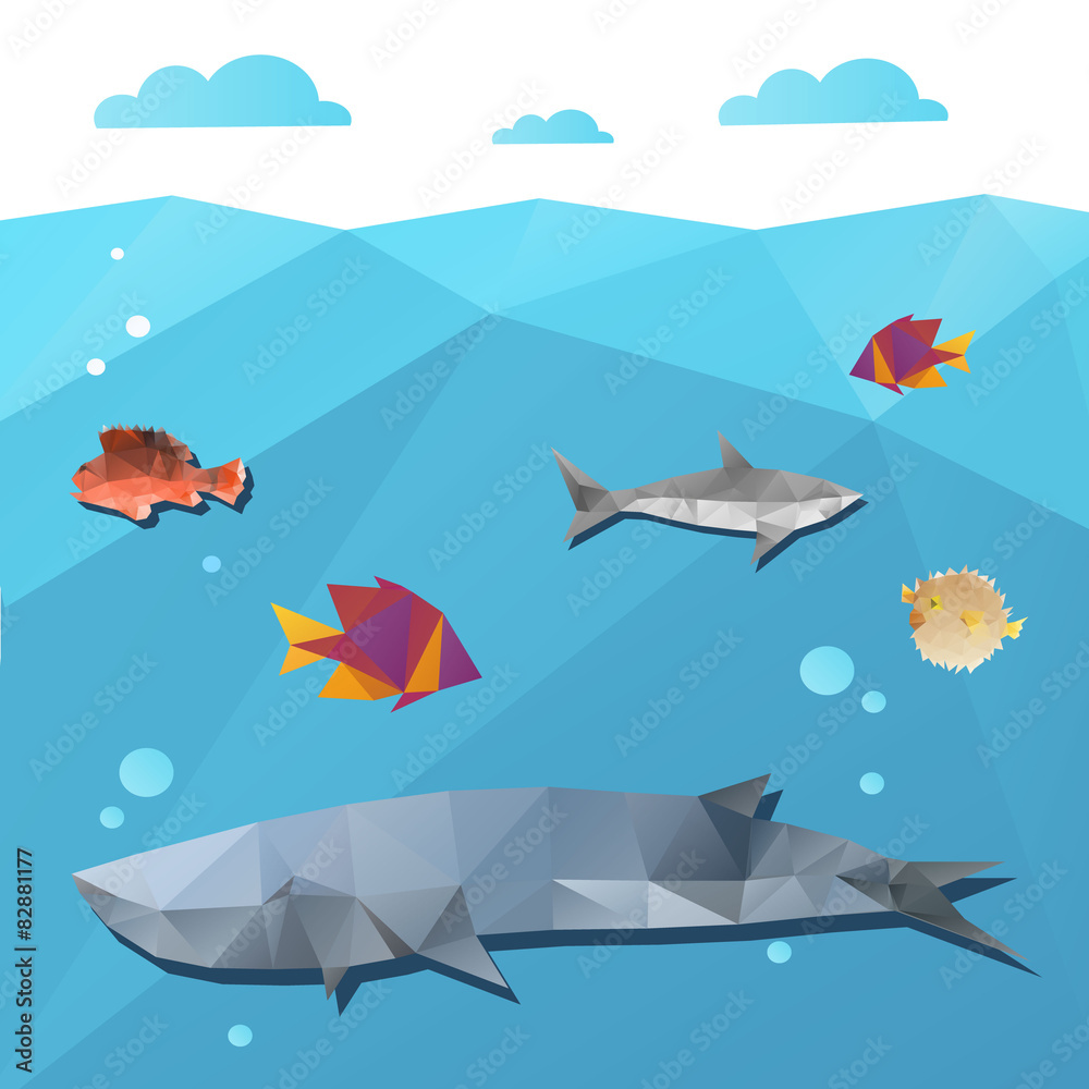 Marine life abstract triangle shape, vector illustration Marine life abstract triangle shape, vector illustration