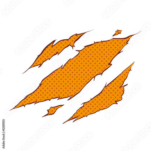 Vector illustration of a scratch or cut through white background
