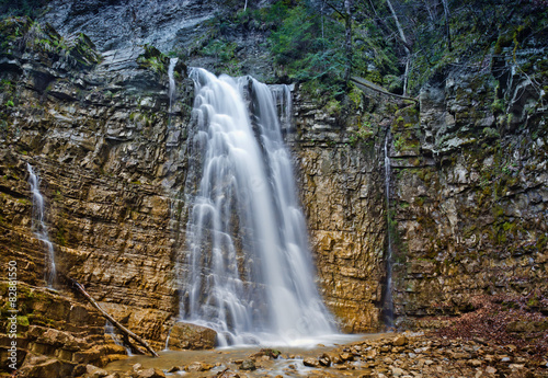 Waterfall in Carpathian mountain  Ukraine