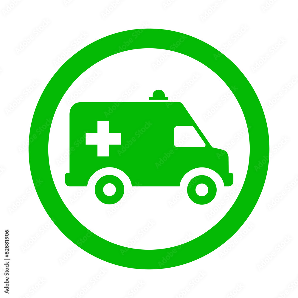 Icono redondo ambulancia verde Icono redondo ambulancia verde
