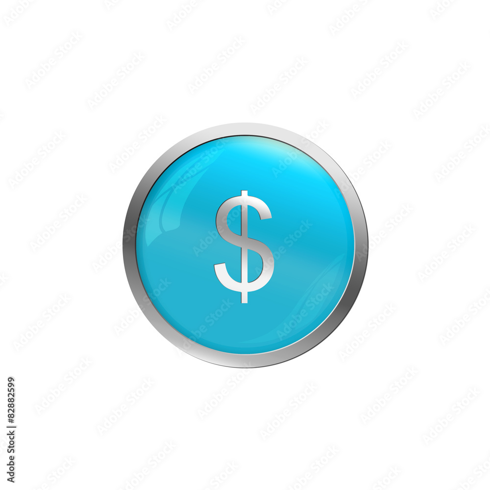 Button Türkis - Dollarzeichen Button Türkis - Dollarzeichen