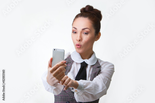 Beautiful girl taking selfie