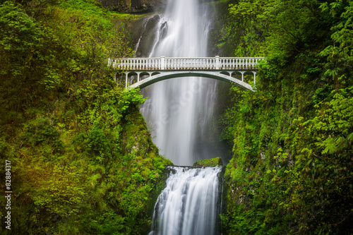 Fototapeta Naklejka Na Ścianę i Meble -  Multnomah Falls and bridge, in the Columbia River Gorge, Oregon.