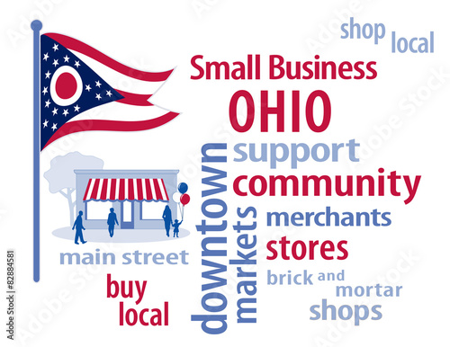 Ohio USA Flag, shop small business stores, advertise market, PR 