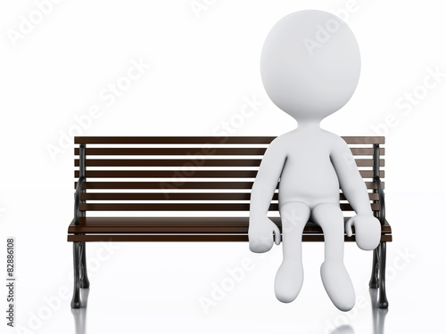 Fototapeta Naklejka Na Ścianę i Meble -  3d white people on a Park Bench