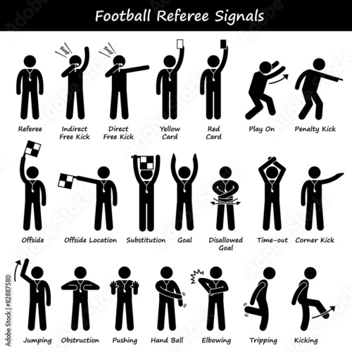 Football Soccer Referees Officials Hand Signals Illustrations