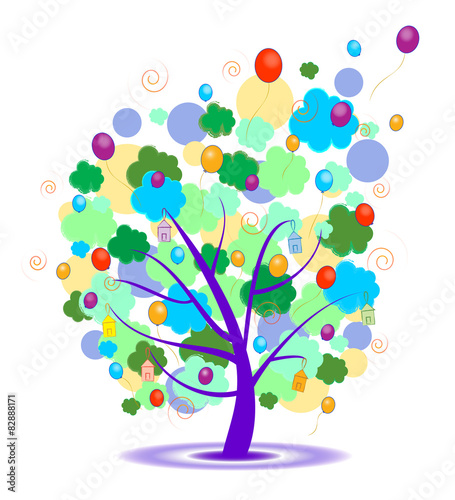 Colorful Bird House Tree