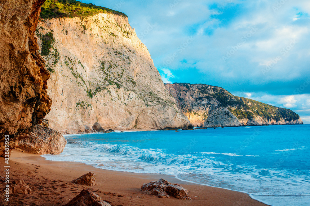 Porto Katsiki beach on Lefkada island - obrazy, fototapety, plakaty 