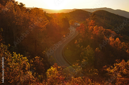 Fall foliage Skyline overlook, Blue Ridge Parkway, Asheville,NC