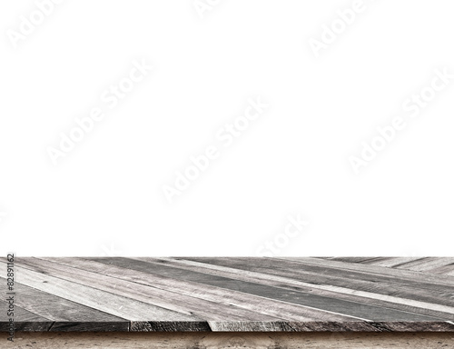 Empty tropical wooden table top isolate on white background, Lea