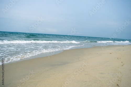 landscape of tropical island beach with perfect sky