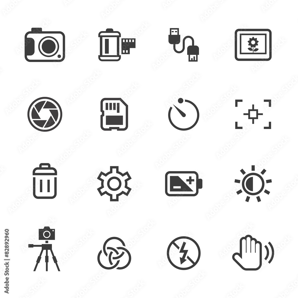 Photo camera icons set. Photo camera icons set.