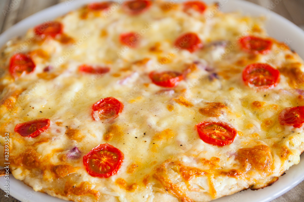 Pizza with cheese, closeup 