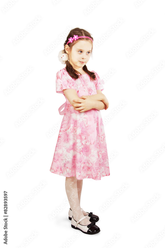 Pretty cute young girl wearing the pink dress Pretty cute young girl wearing the pink dress