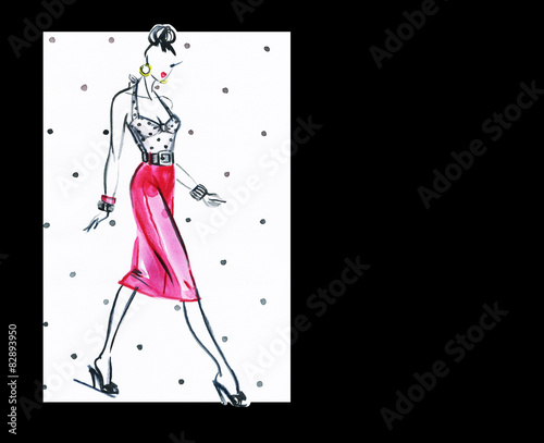 woman with elegant dress .abstract watercolor