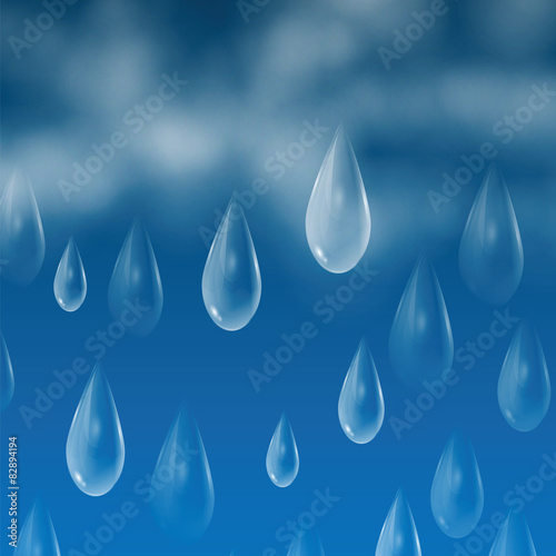 Background with rain drops and clouds