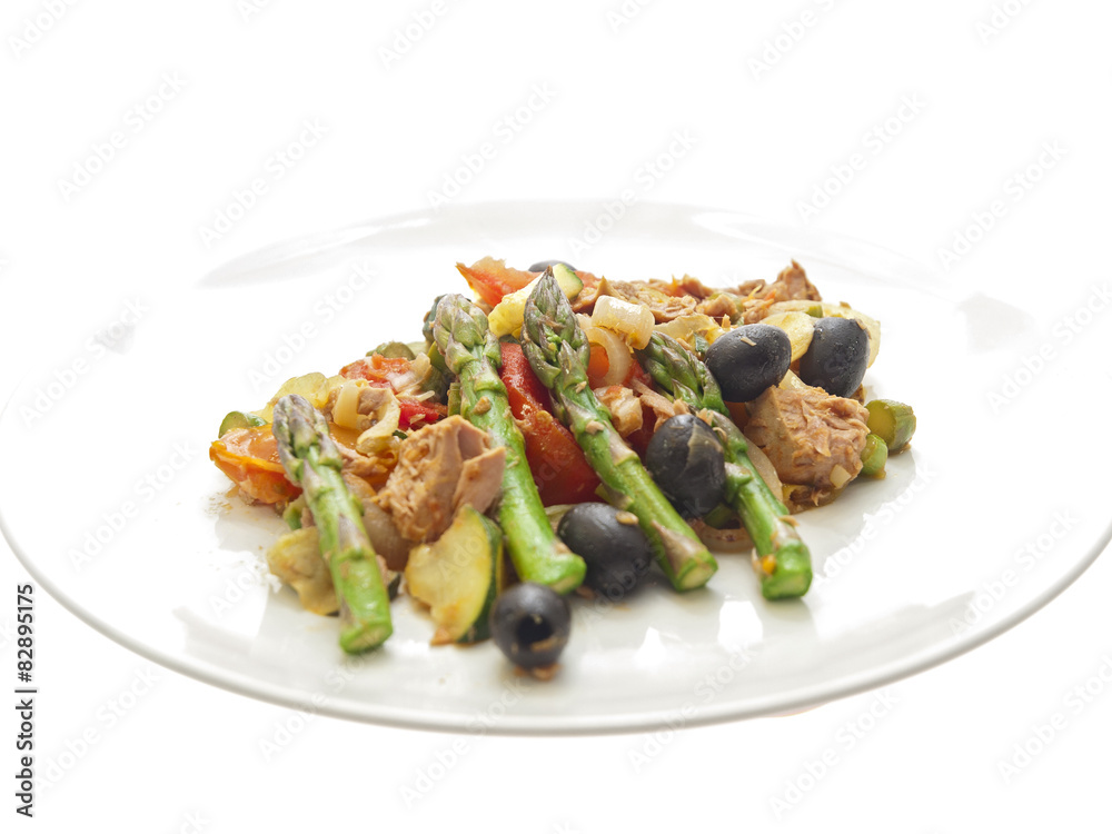 tuna fish with asparagus & mediterranean vegetables tuna fish with asparagus & mediterranean vegetables