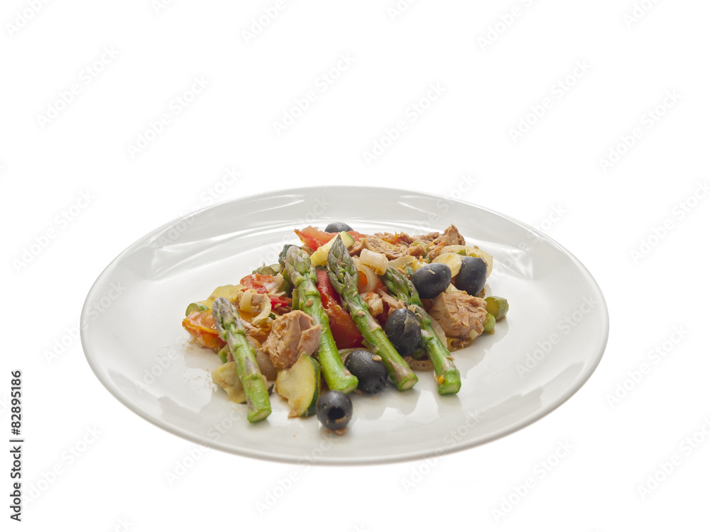 tuna fish with asparagus & mediterranean vegetables tuna fish with asparagus & mediterranean vegetables
