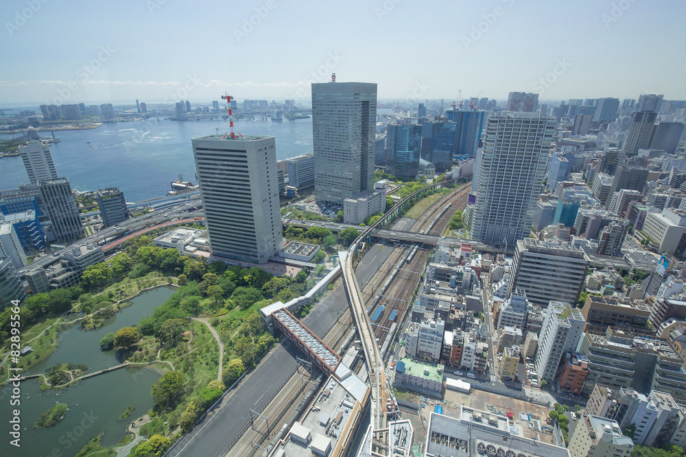 Obraz premium 高層ビルから東京湾の眺め