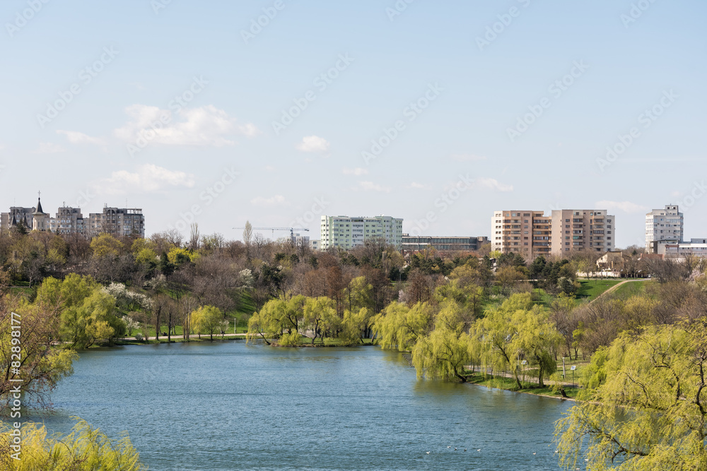 Bucharest View From Tineretului Park In Spring