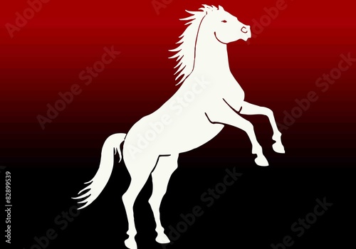 Cheval fond rouge et noir