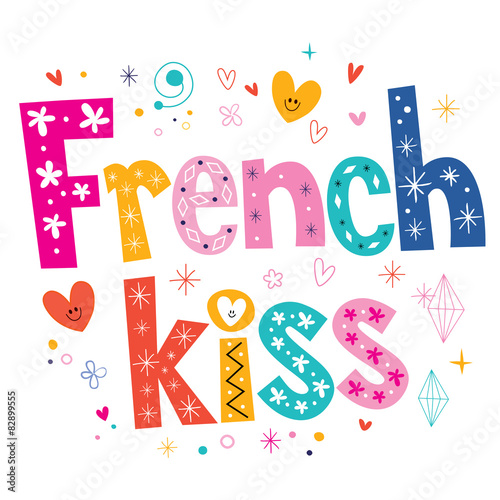 French kiss type lettering decorative text