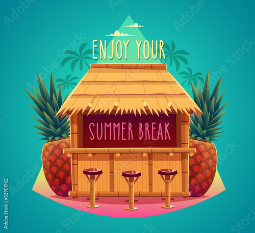 Tiki bar. Summer card / poster / template. Vector illustration.