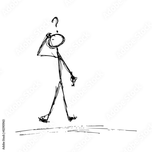Matchstick man with a question