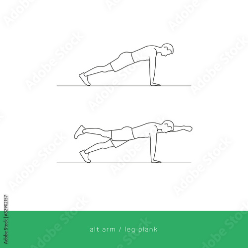 Fitness Icon alt arm and leg plank workout. Vector design.